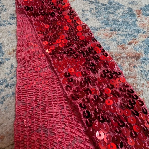 Red Sequin Tie Belt - Picture 2 of 4